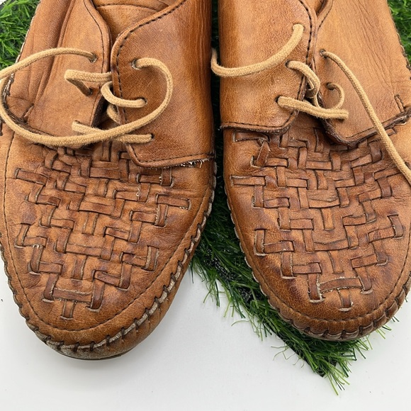 Vintage Dexter Basket Weave Toe Tan Lace-Up Leather Loafers | USA | 9M - Picture 4 of 13